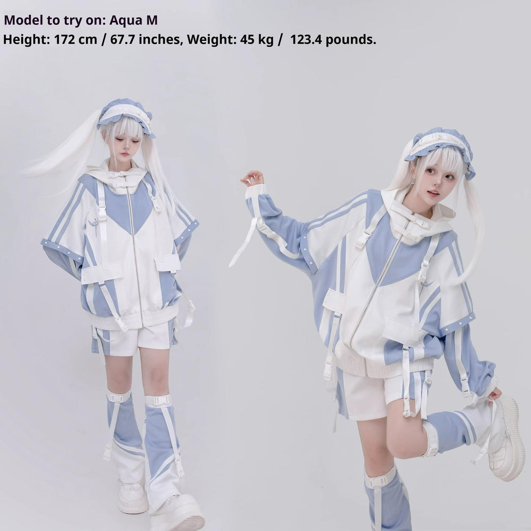 Plus Size Tenshi Kaiwai Coat Set Multicolor Sporty Outfits 40332:658416