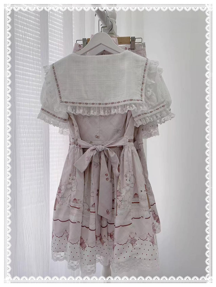 Ryousangata Dress Set, Bunny and Strawberry Dessert Prints 44783:836678