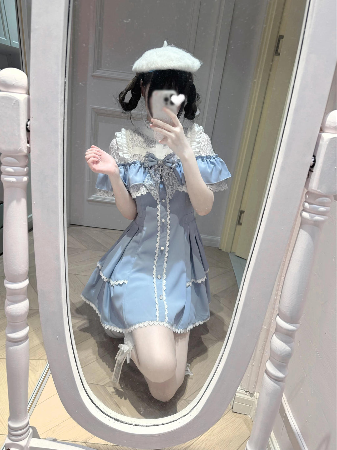 Flounce Cape Jirai Kei Dress, Cross Pendant 43780:859807