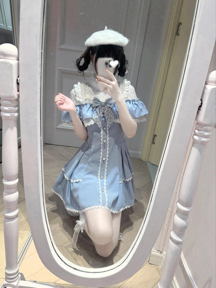 Flounce Cape Jirai Kei Dress, Cross Pendant 43780:859807