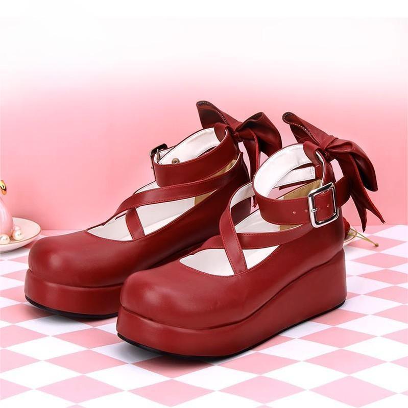 Lolita Platform Shoes Big Bow Round Toe Shoes Multicolor 31644:370600
