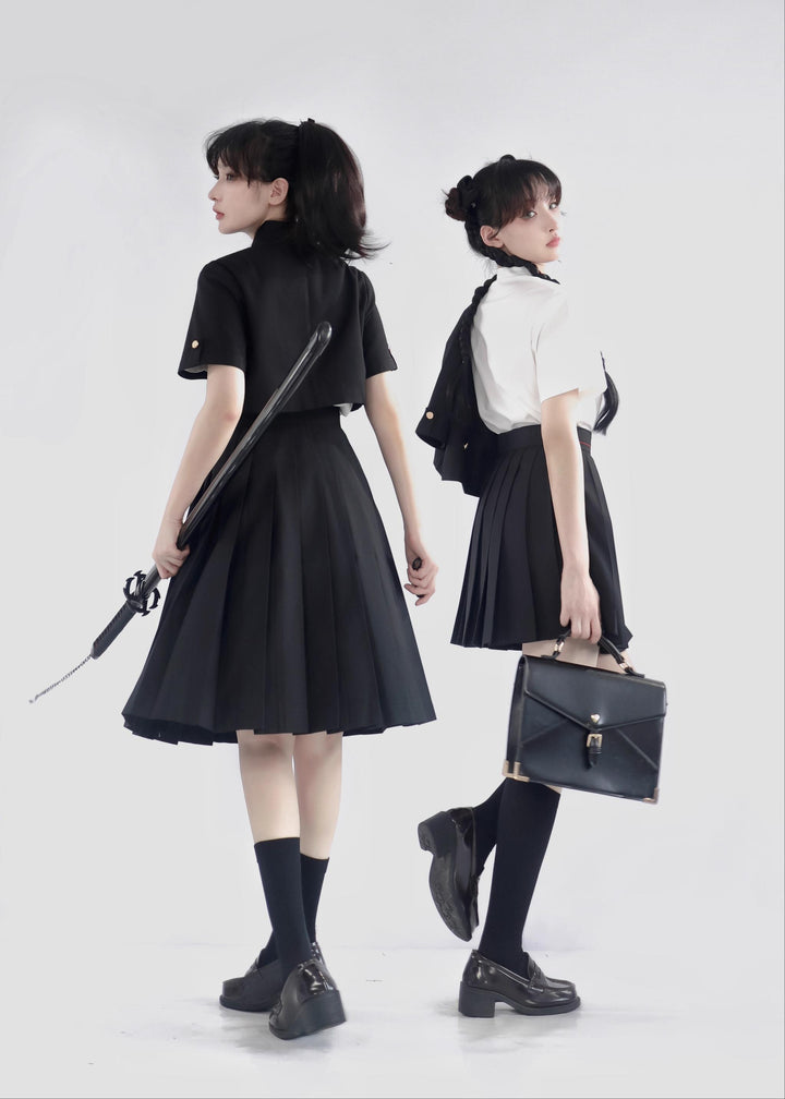JK Uniform Pleated Skirts with Six Lengths & Embroidered Coat 42566:746364