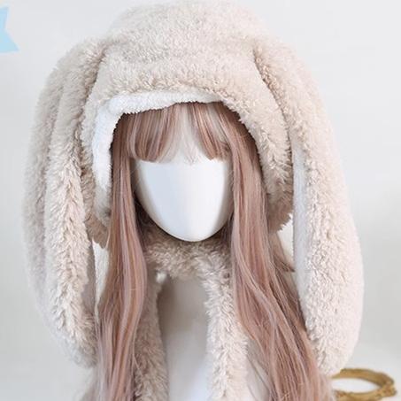 Lolita Hat Bunny Ears Hat Warm Plush Hat (Apricot) 28928:345014