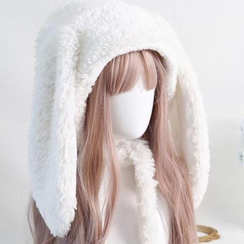 Lolita Hat Bunny Ears Hat Warm Plush Hat (Off-white) 28928:350202