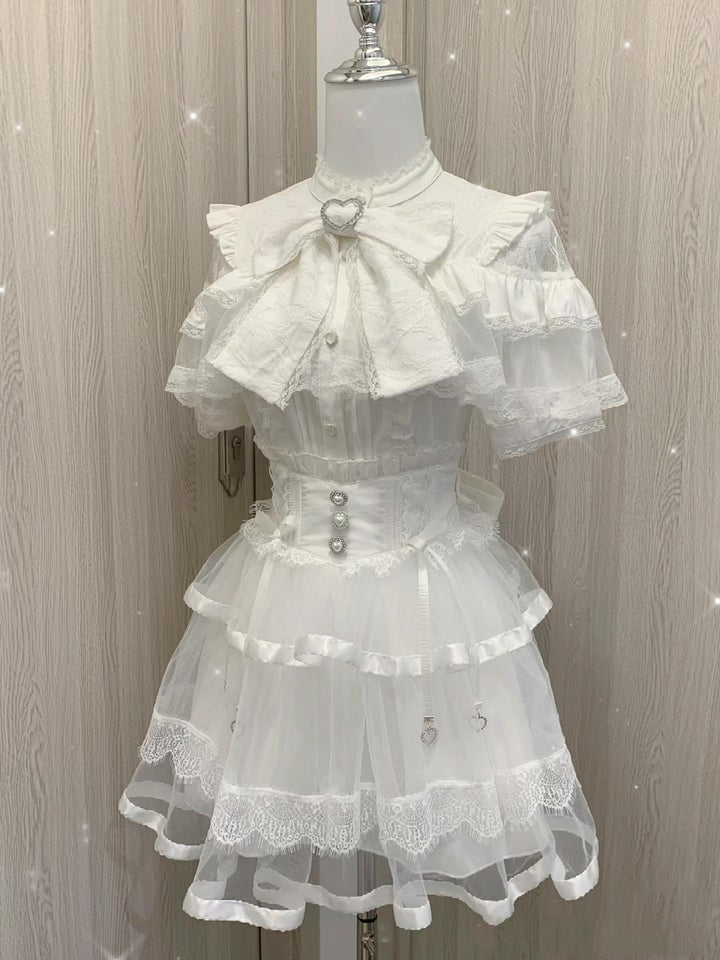 Jirai Kei Skirt Ryousangata Skirt Lace Tiered Skirt 38552:608010