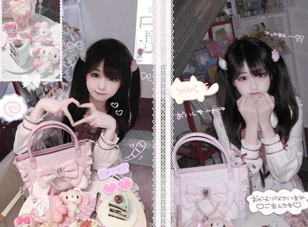 Ryousangata Style Handbag, Bow and Plush Ears 43680:782754