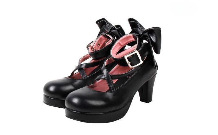 Lolita Shoes High Heel Shoes With Round Toe And Bow Ties Multicolor 31646:369080 31646:369080