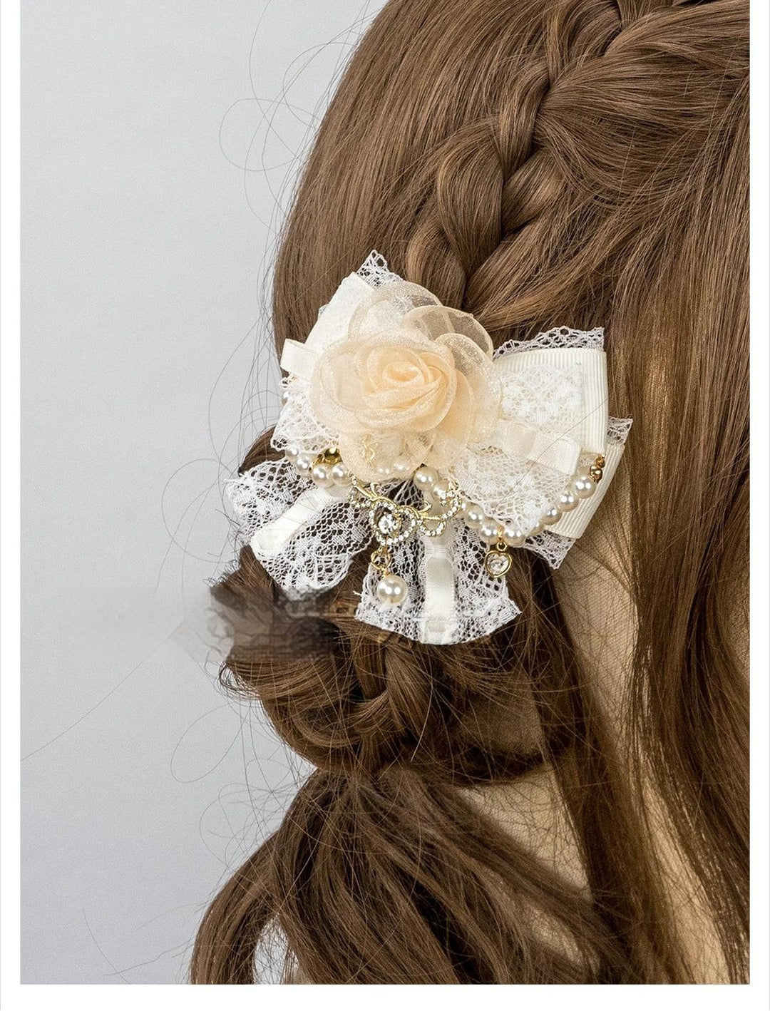 Jirai Kei Hair Clip in Mini & Rose Styles with Pearl Accents 42802:754699