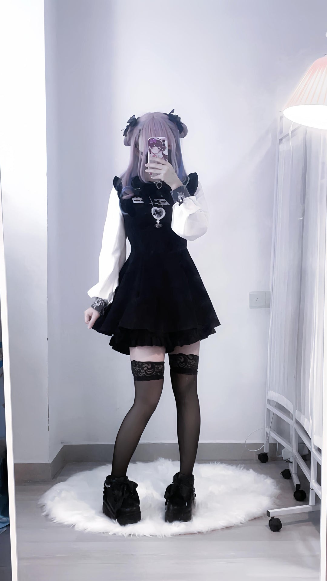 Jirai Kei Set Up Lace Dress Set Black Pink Blue Dress 34480:462710