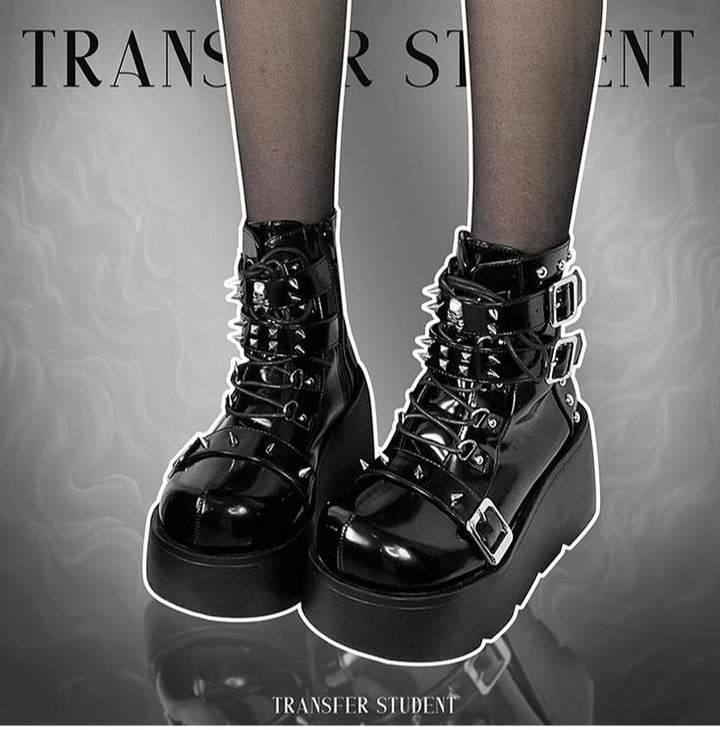 Punk Platform Shoes Gyaru Fashion Combat Boots 29704:369126