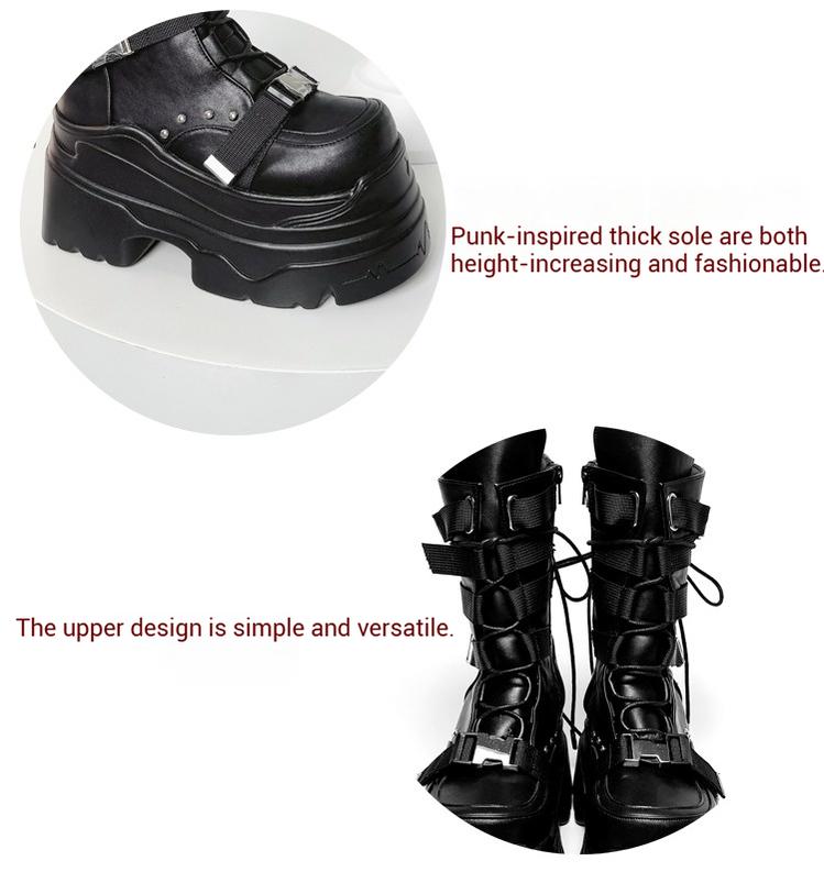 Punk Platform Boots with Mid-calf Length Shaft 42713:753329