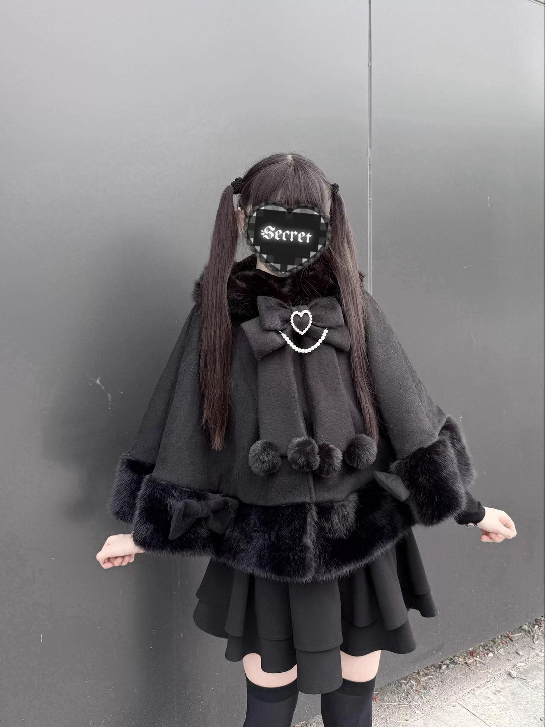 Kawaii Cat Ear Hooded Winter Cape 43984:791413