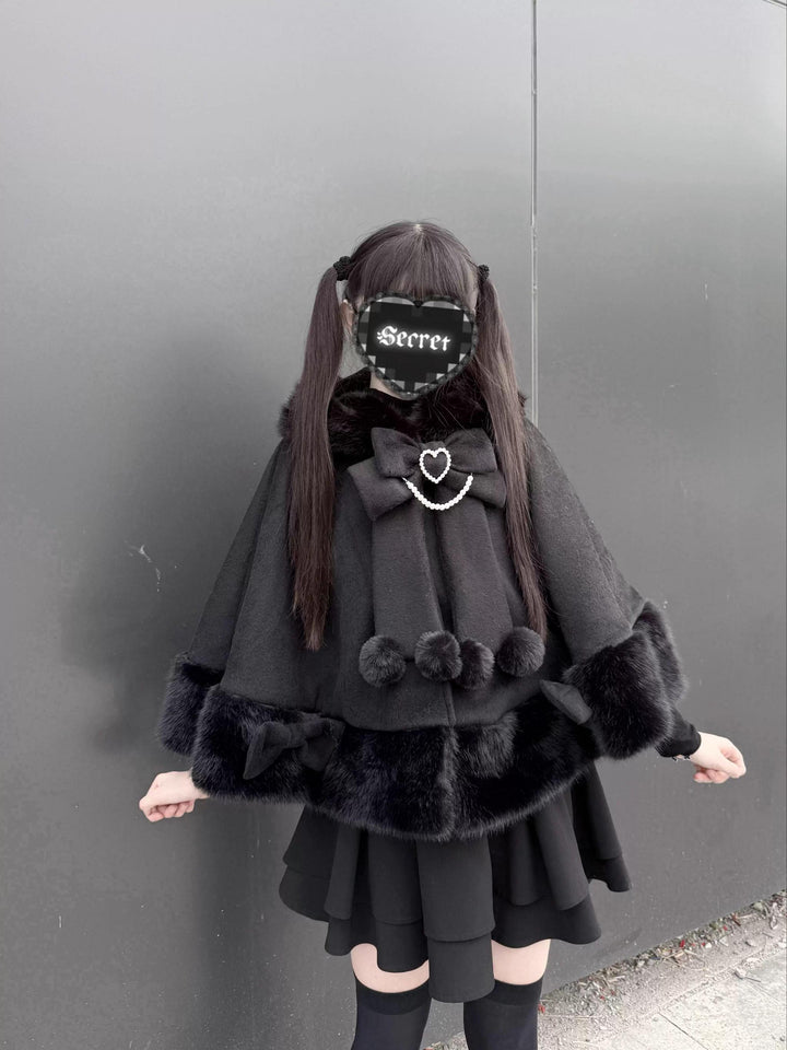 Kawaii Cat Ear Hooded Winter Cape 43984:791413