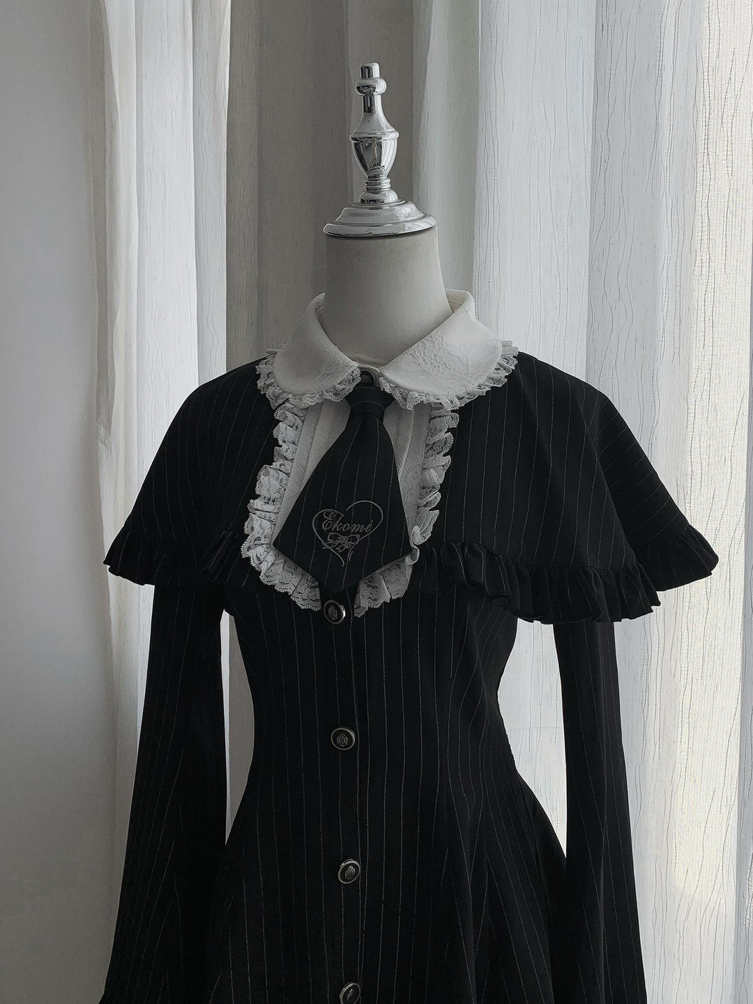 Jirai Kei Cape Dress Set, Detachable Embroidered Tie 44586:814431