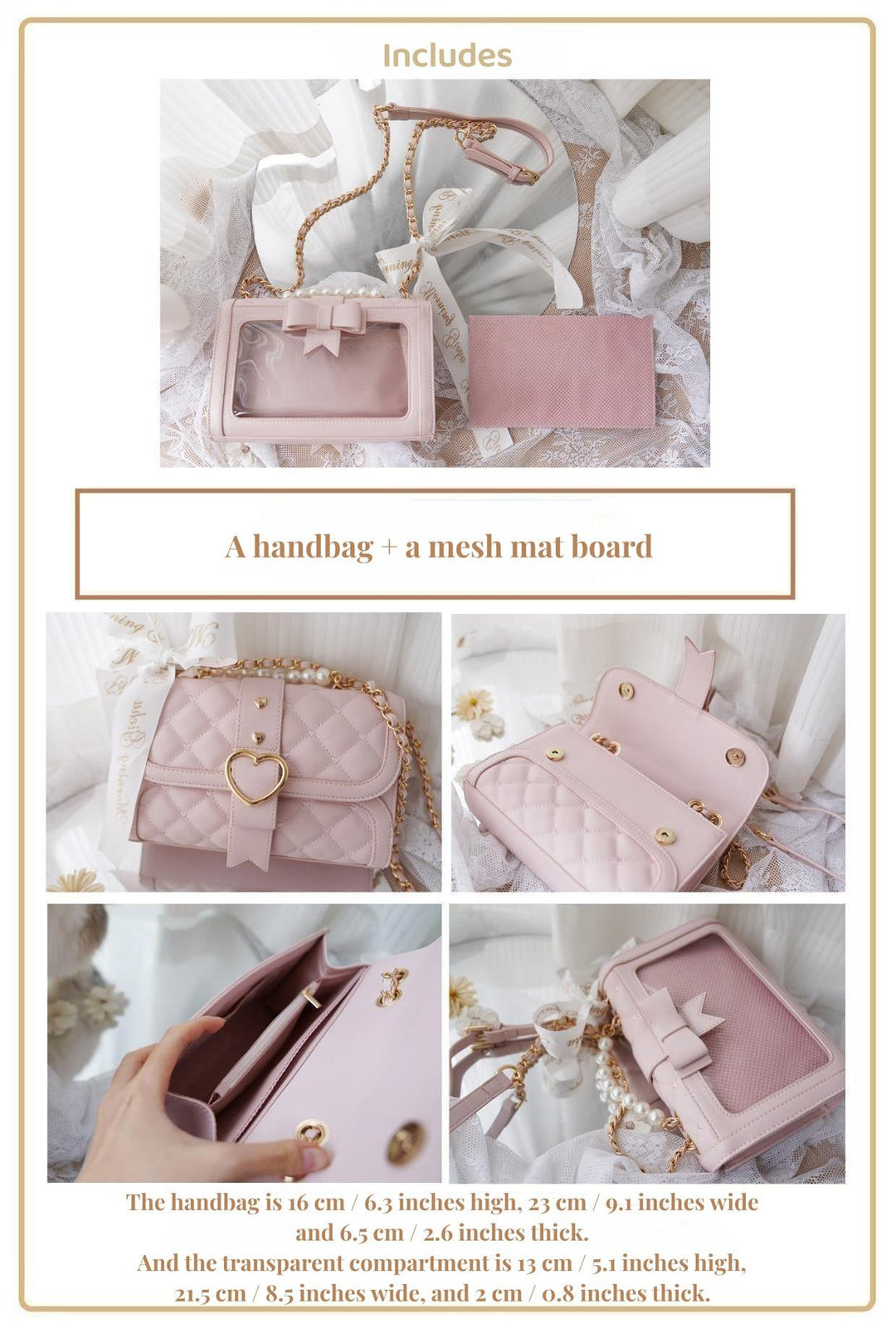 Kawaii Ita Bag Bow Rhombus Grid Shoulder Bag Multicolor 21906:349802