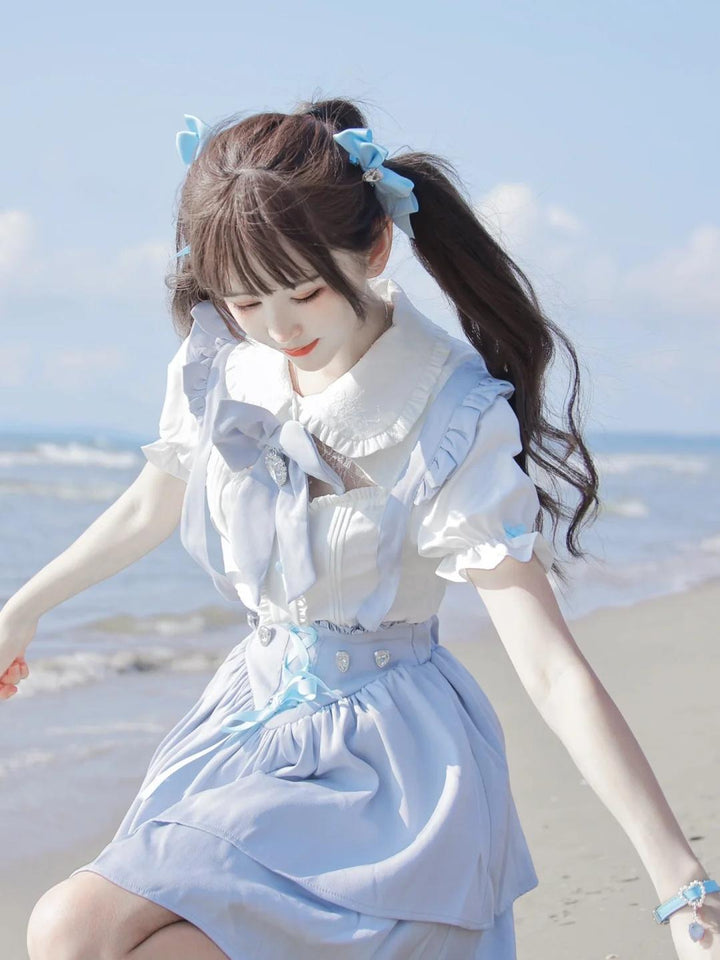 Jirai Kei White Blouse, Suspender Skirt 21838:760769