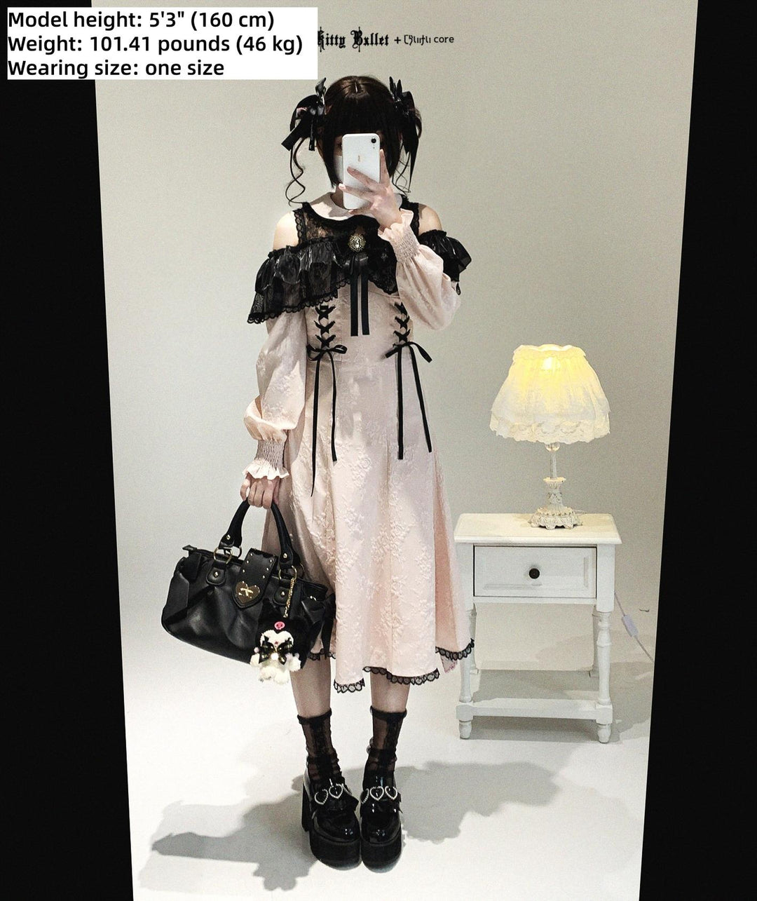 Elegant Long Open-Shoulder Dress, Subtle Floral Pattern 44473:809681