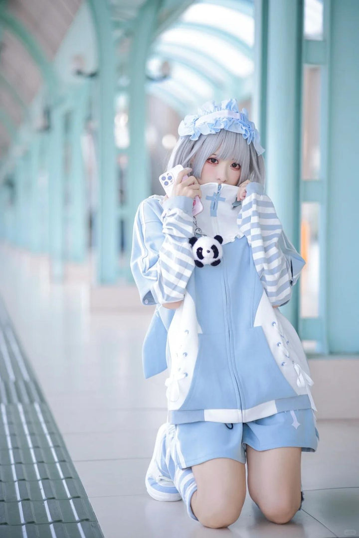 Tenshi Kaiwai Coat Blue Hoode With Long Bunny Ears 21834:758219