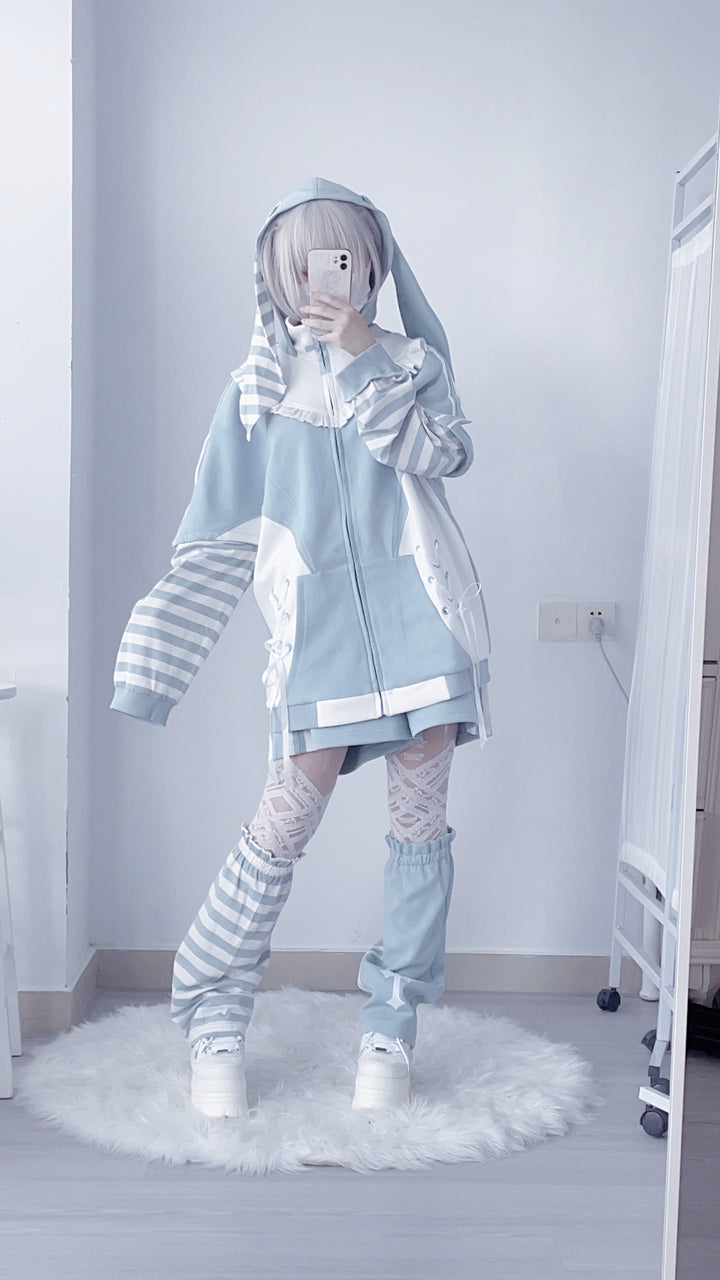 Tenshi Kaiwai Coat Blue Hoode With Long Bunny Ears 21834:461331