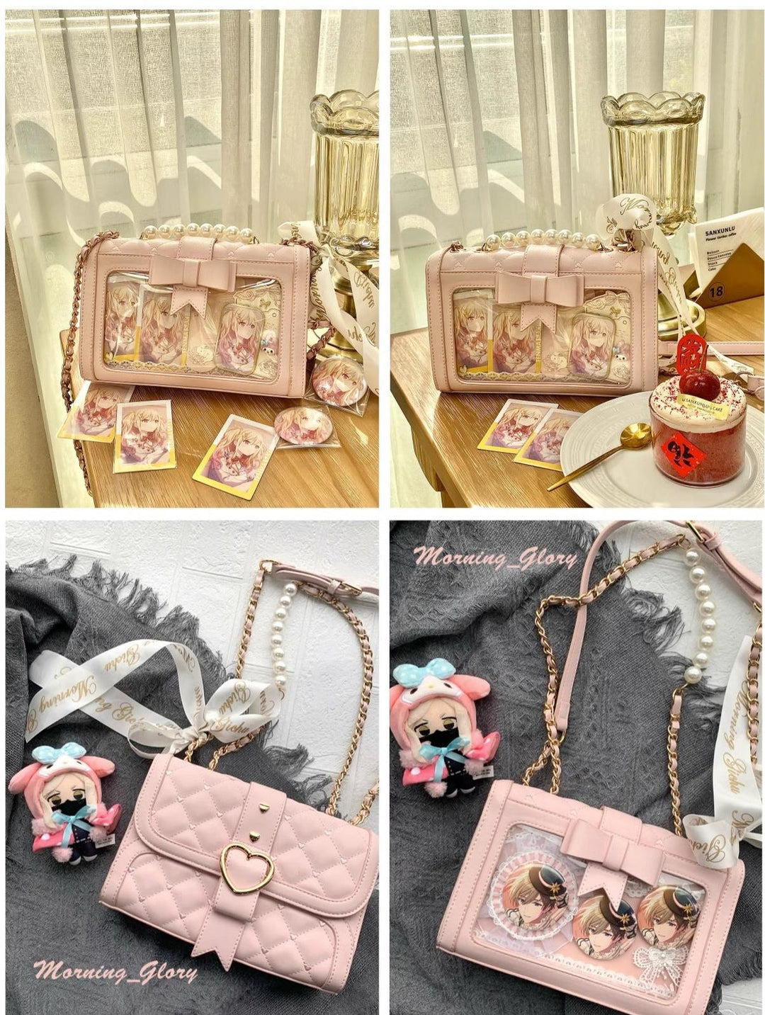 Kawaii Ita Bag Bow Rhombus Grid Shoulder Bag Multicolor 21906:349790