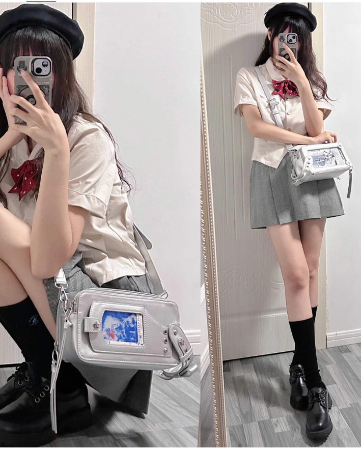 Gyaru Ita Bag Brick-like Crossbody Bag Motorcycle Handle Bag 41756:719636