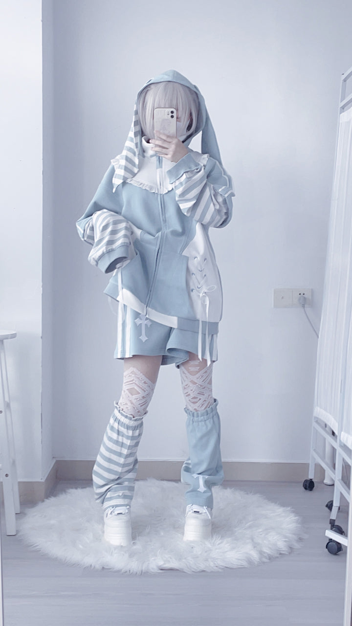 Tenshi Kaiwai Coat Blue Hoode With Long Bunny Ears 21834:461333