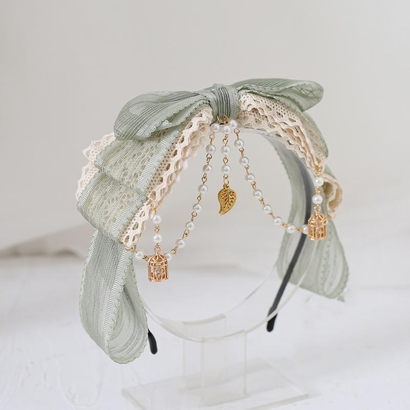 Lolita Fashion And Mori Kei Hair accessory Matcha Green Lace Brooch Clasp 36426:520776