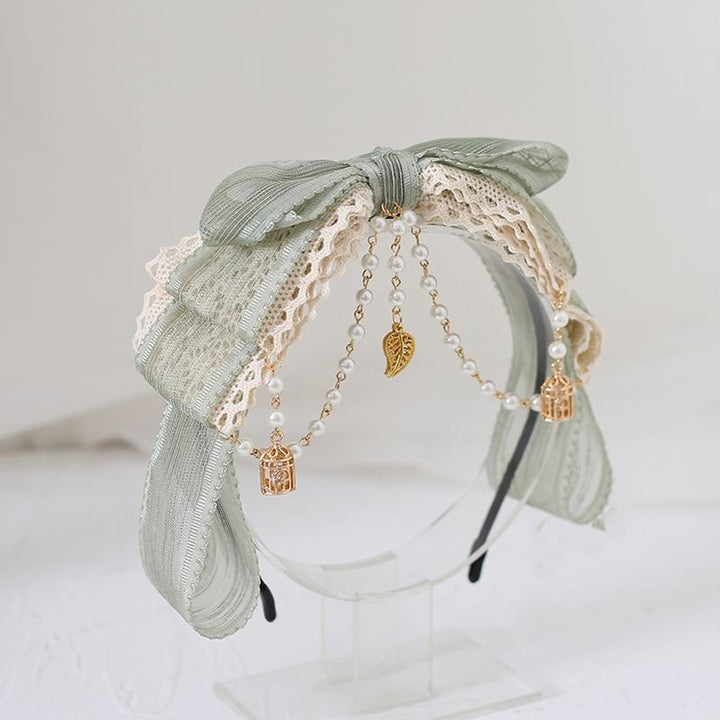 Lolita Fashion And Mori Kei Hair accessory Matcha Green Lace Brooch Clasp 36426:520776
