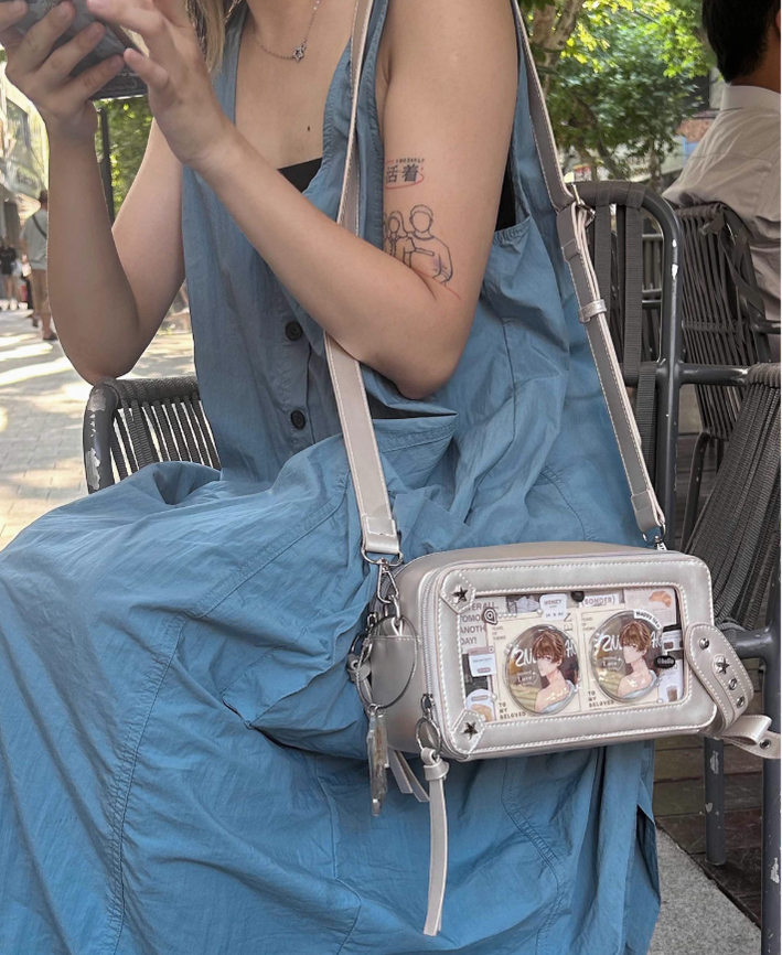 Gyaru Ita Bag Brick-like Crossbody Bag Motorcycle Handle Bag 41756:719656