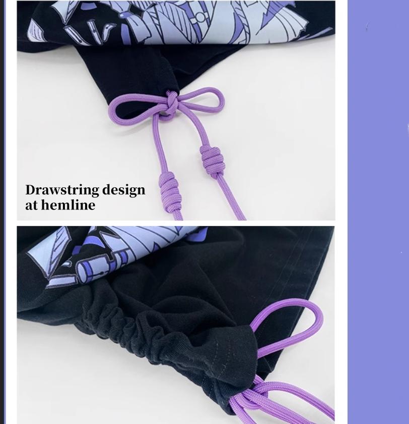 Mechanical Rabbit Print Shirt Purple Pleated Skirt 39060:612158