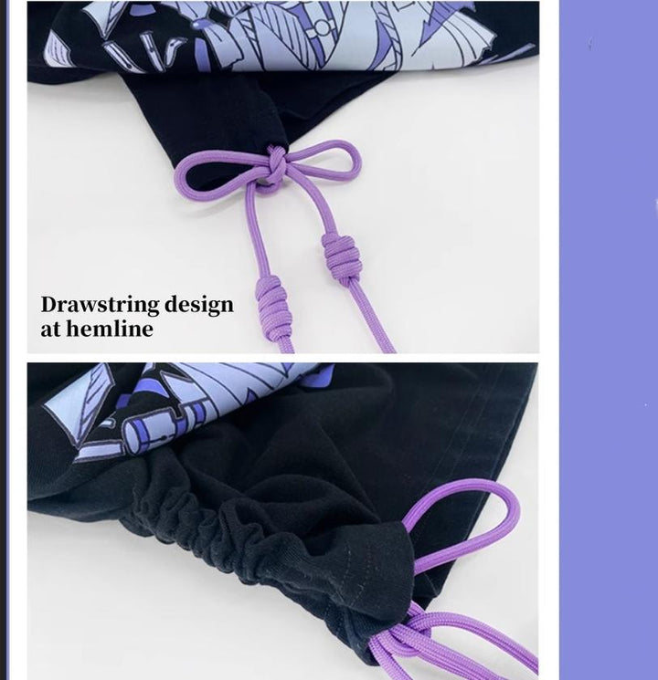 Mechanical Rabbit Print Shirt Purple Pleated Skirt 39060:612158