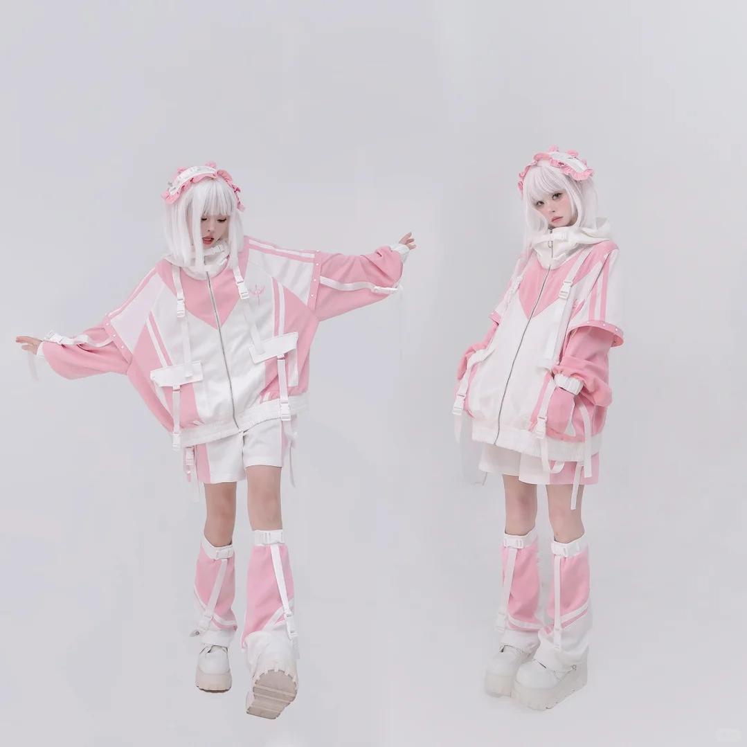 Plus Size Tenshi Kaiwai Coat Set Multicolor Sporty Outfits 40332:661558