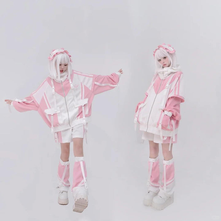 Plus Size Tenshi Kaiwai Coat Set Multicolor Sporty Outfits 40332:661558