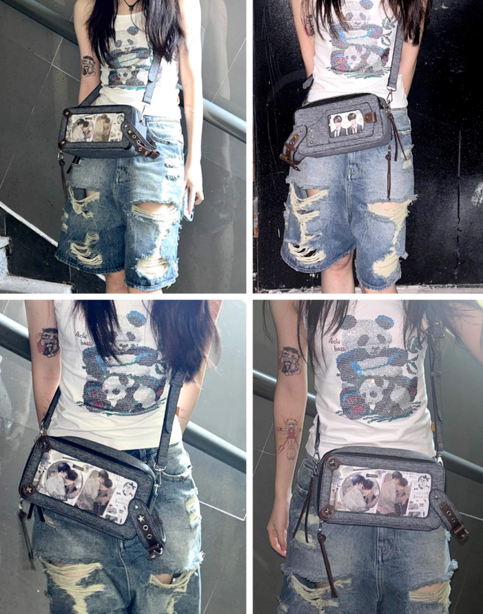 Gyaru Ita Bag Brick-like Crossbody Bag Motorcycle Handle Bag 41756:719608