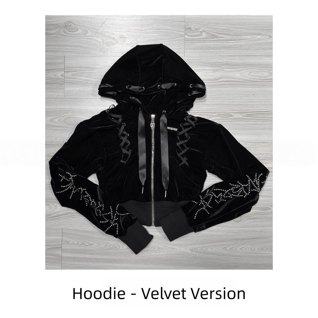 Subculture Skirt Outfit, Short Zipper Closure Hoodie (L M S) 44484:816922