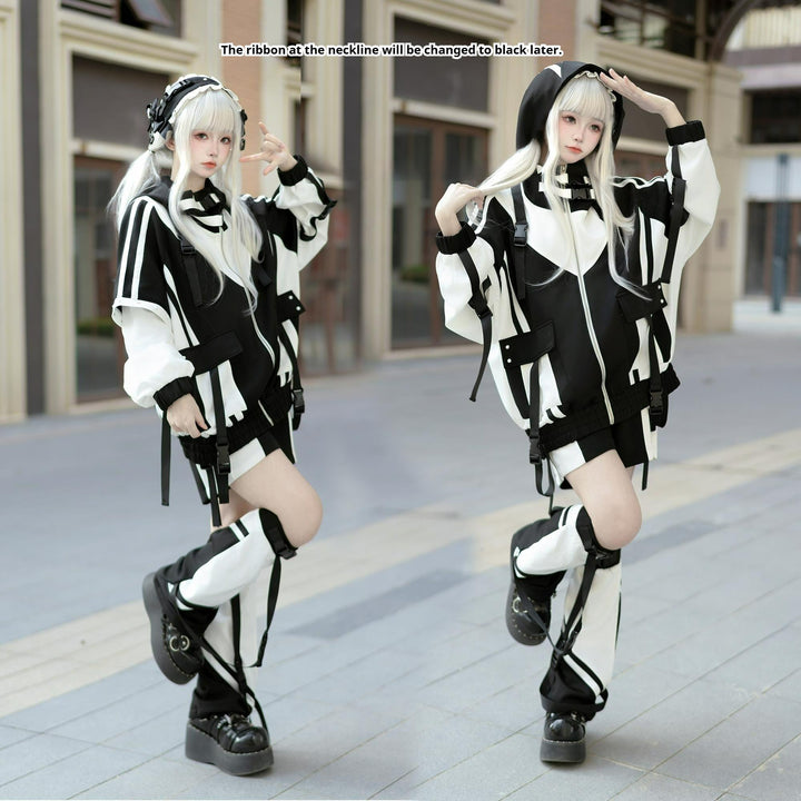Plus Size Tenshi Kaiwai Coat Set Multicolor Sporty Outfits 40332:658412