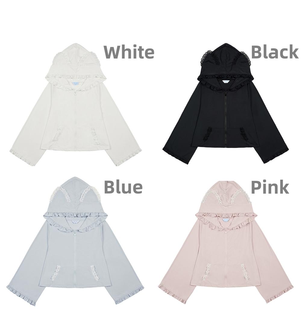 Jirai Kei Hoodie Jacket with Cat Ears UPF50 Protection Multicolors 38510:592442