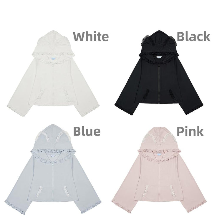 Jirai Kei Hoodie Jacket with Cat Ears UPF50 Protection Multicolors 38510:592442