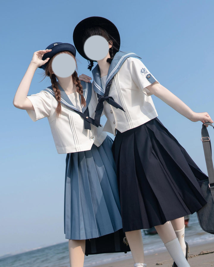 Summer JK Uniform Set, Sailor Collar Blouse, Pleated Skirt 43329:774775