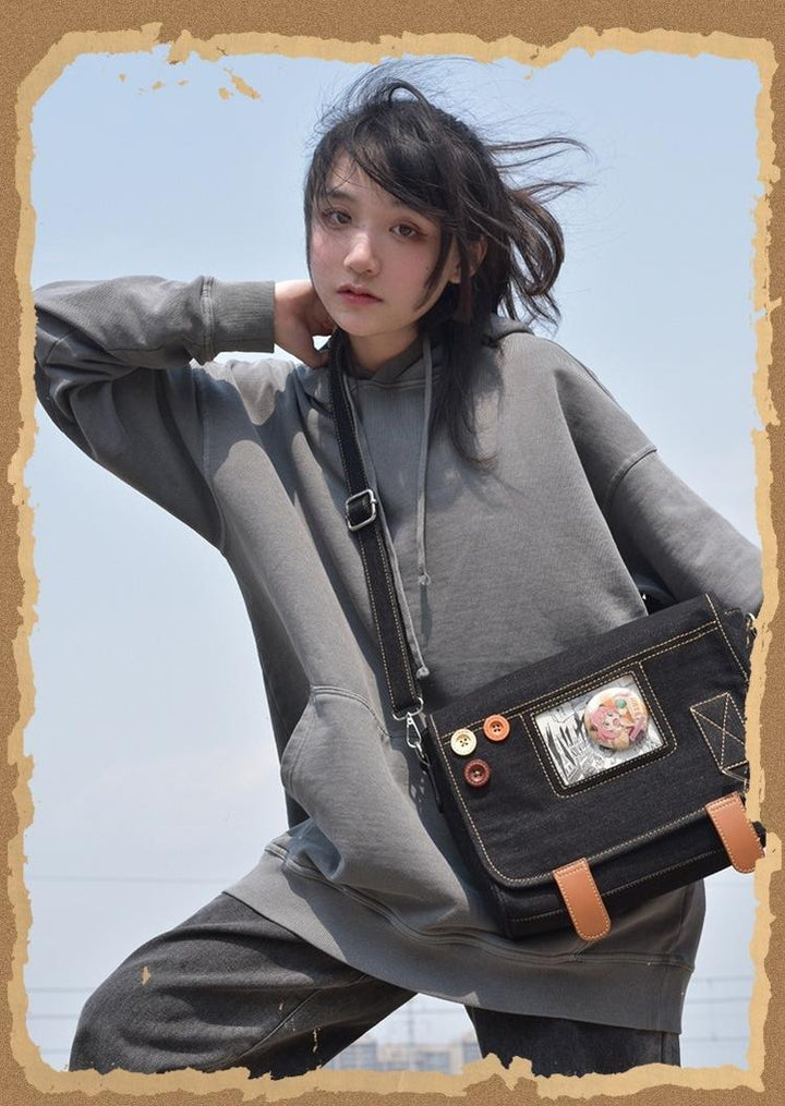 Kawaii Ita Bag Denim Crossbody Bag Large Capacity Handbag 37050:551910