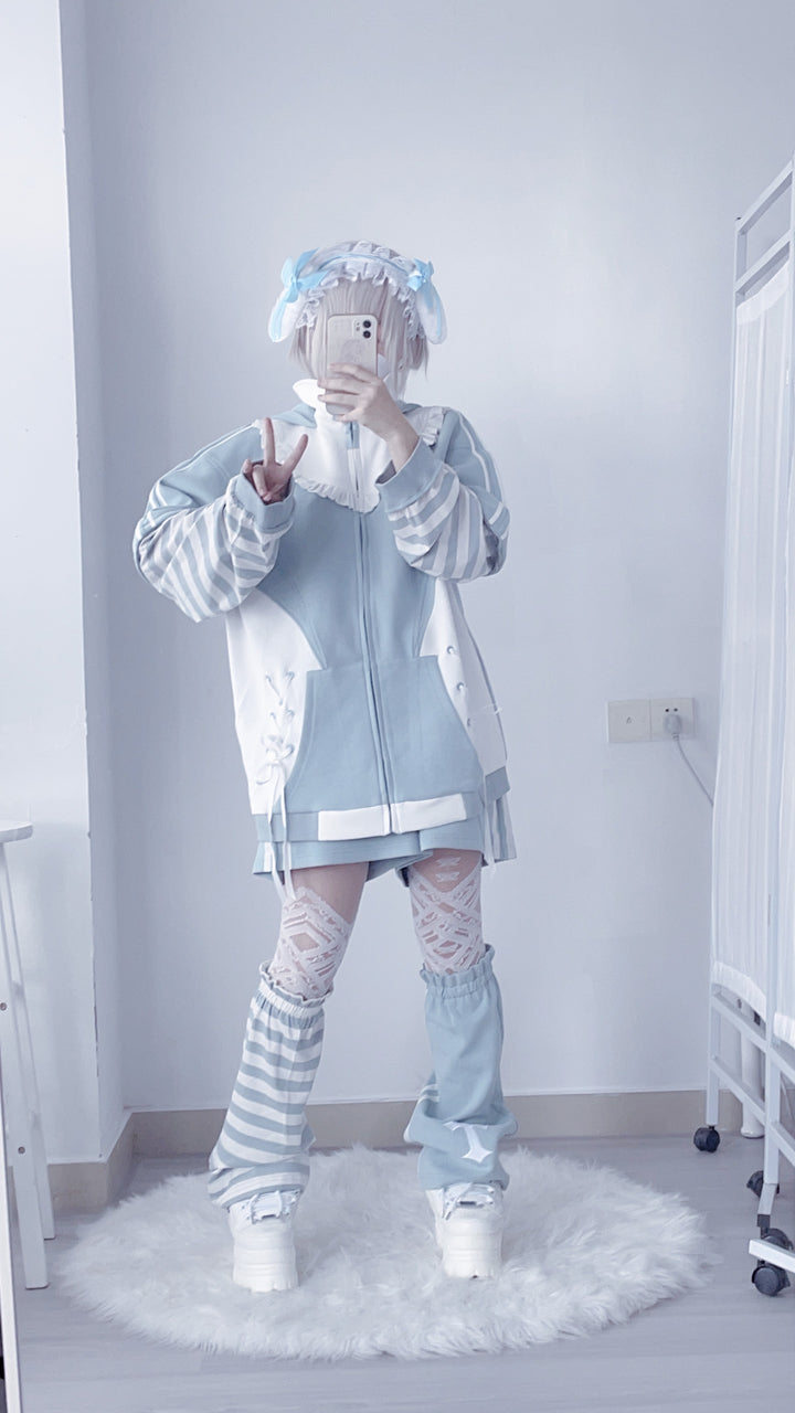 Tenshi Kaiwai Coat Blue Hoode With Long Bunny Ears 21834:461335