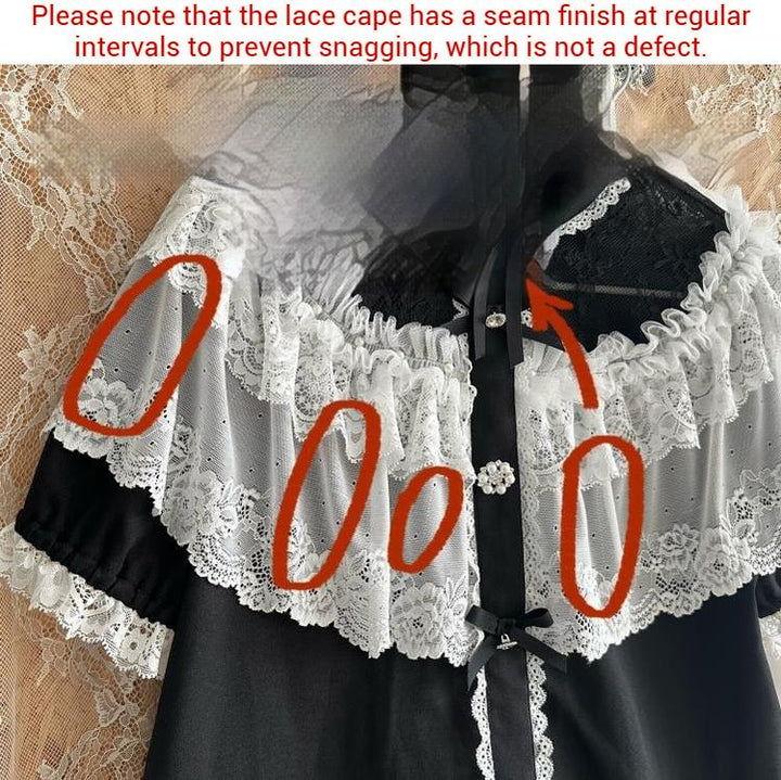 Jirai Kei Blouse with Layered Lace Cape & Detachable Sleeve 42860:758762