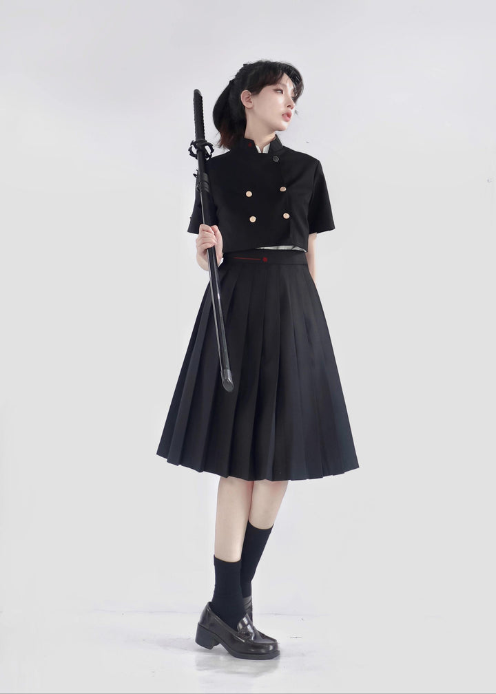 JK Uniform Pleated Skirts with Six Lengths & Embroidered Coat 42566:746361