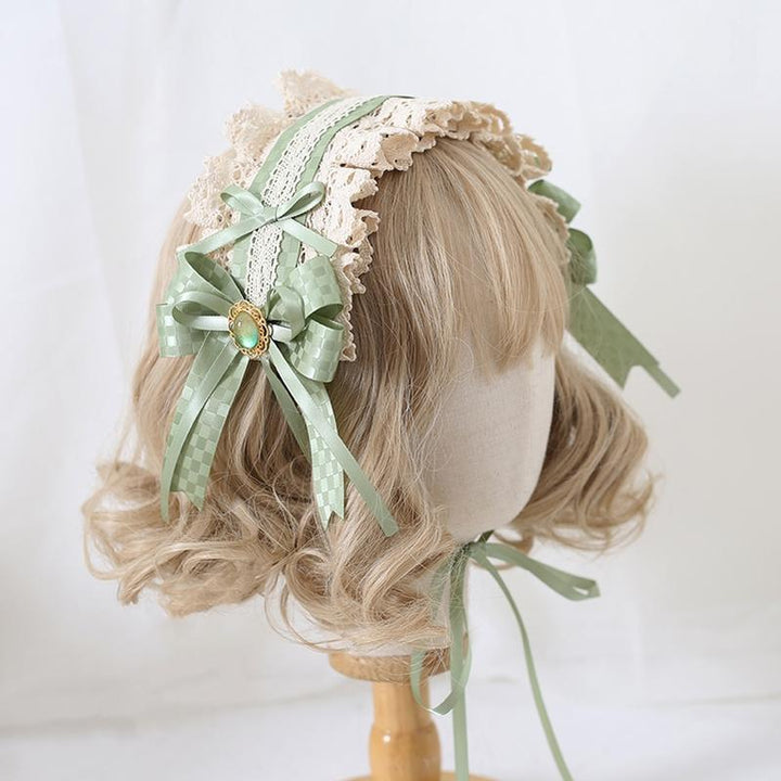 Lolita Fashion And Mori Kei Hair accessory Matcha Green Lace Brooch Clasp 36426:520762