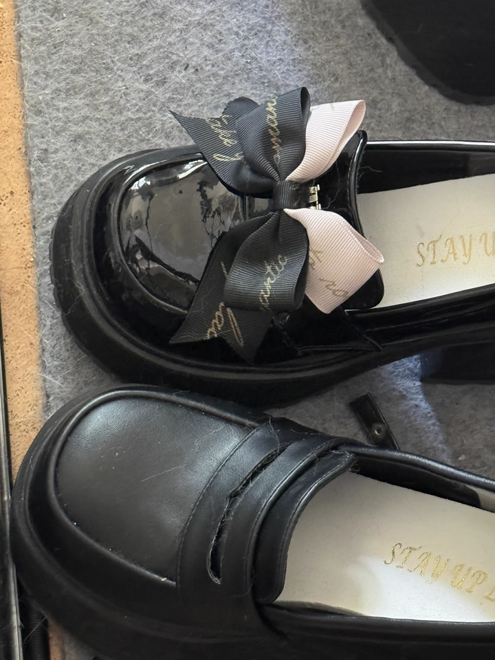Black Jirai Kei Shoes Lolita High Heels Bowknot Platform Shoes (34 35 36 37 38 39 40 41) 38146:581028