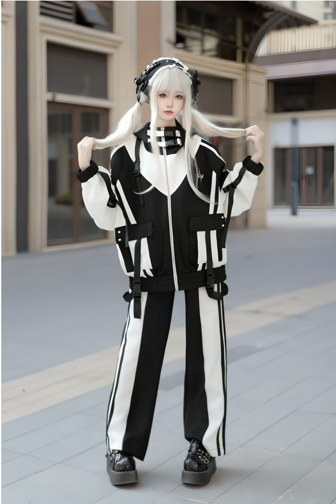 Plus Size Tenshi Kaiwai Coat Set Multicolor Sporty Outfits (L M) 40332:658608