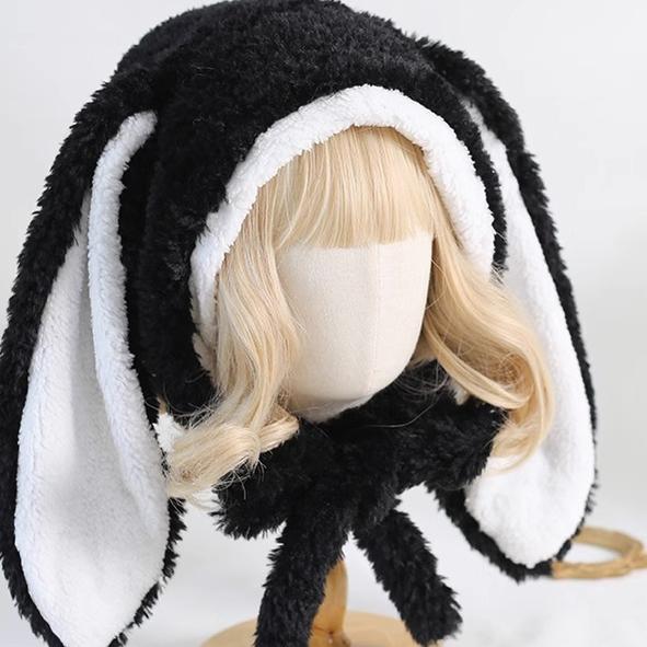 Lolita Hat Bunny Ears Hat Warm Plush Hat (Black) 28928:345000
