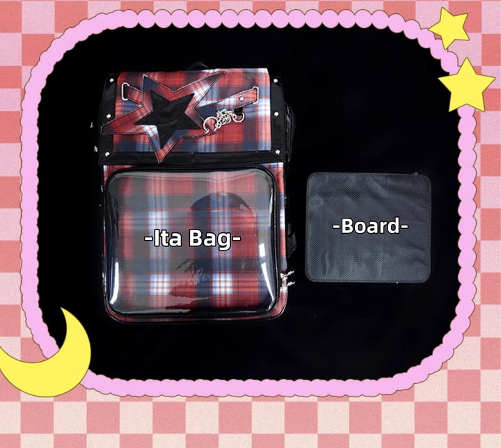Subculture Ita Bag Plaid Star Large Capacity Ita Backpack 40120:665922