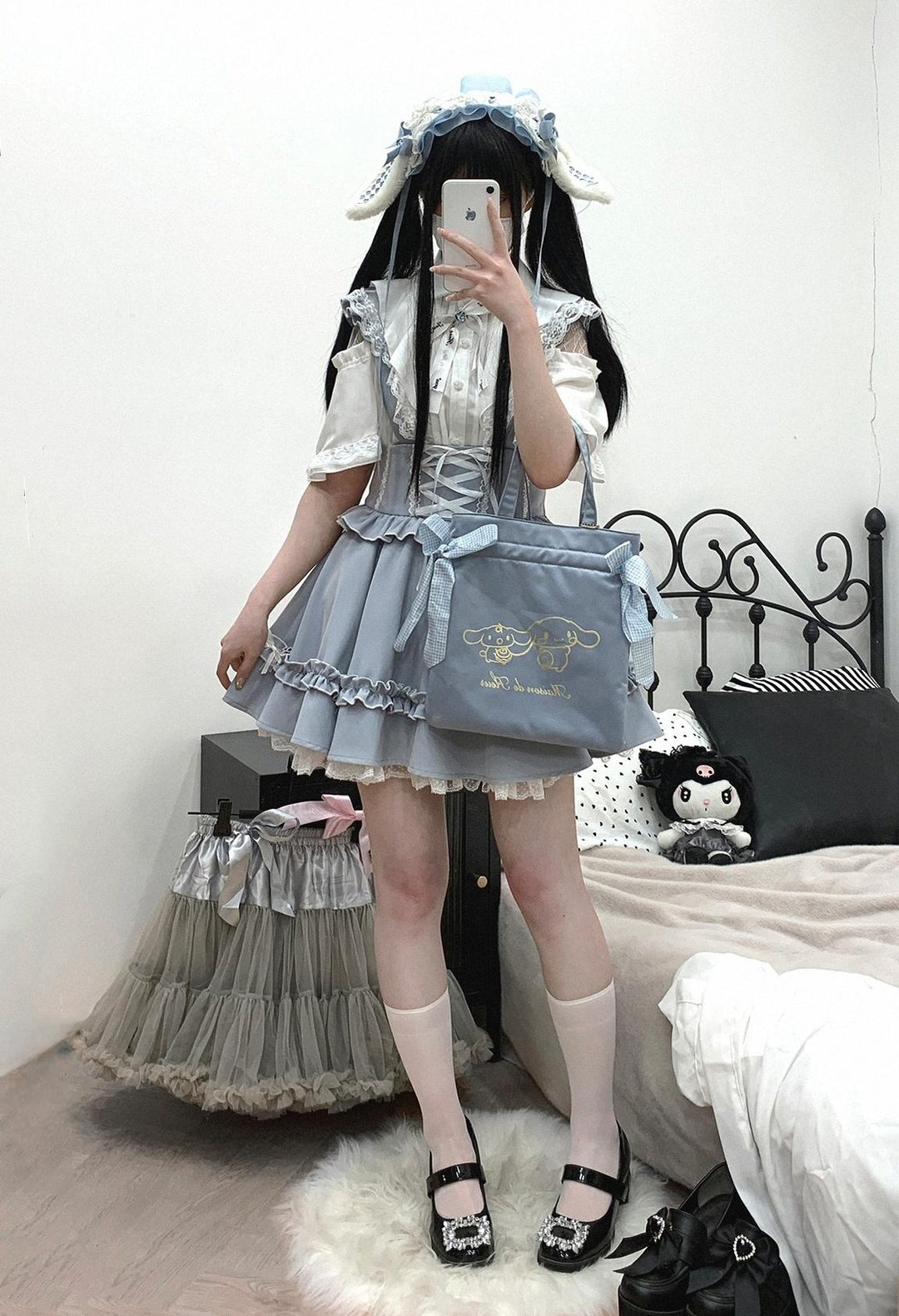 Jirai Kei Lace Cape Blouse Short-Sleeved Cutout Shirt 35360:763173