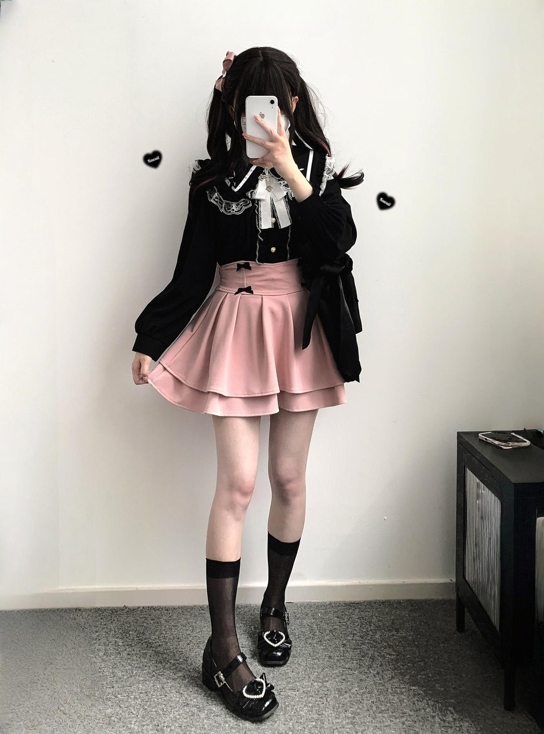 Jirai Kei Skirt Double Layer Puff Skirt with Bow 36770:769264